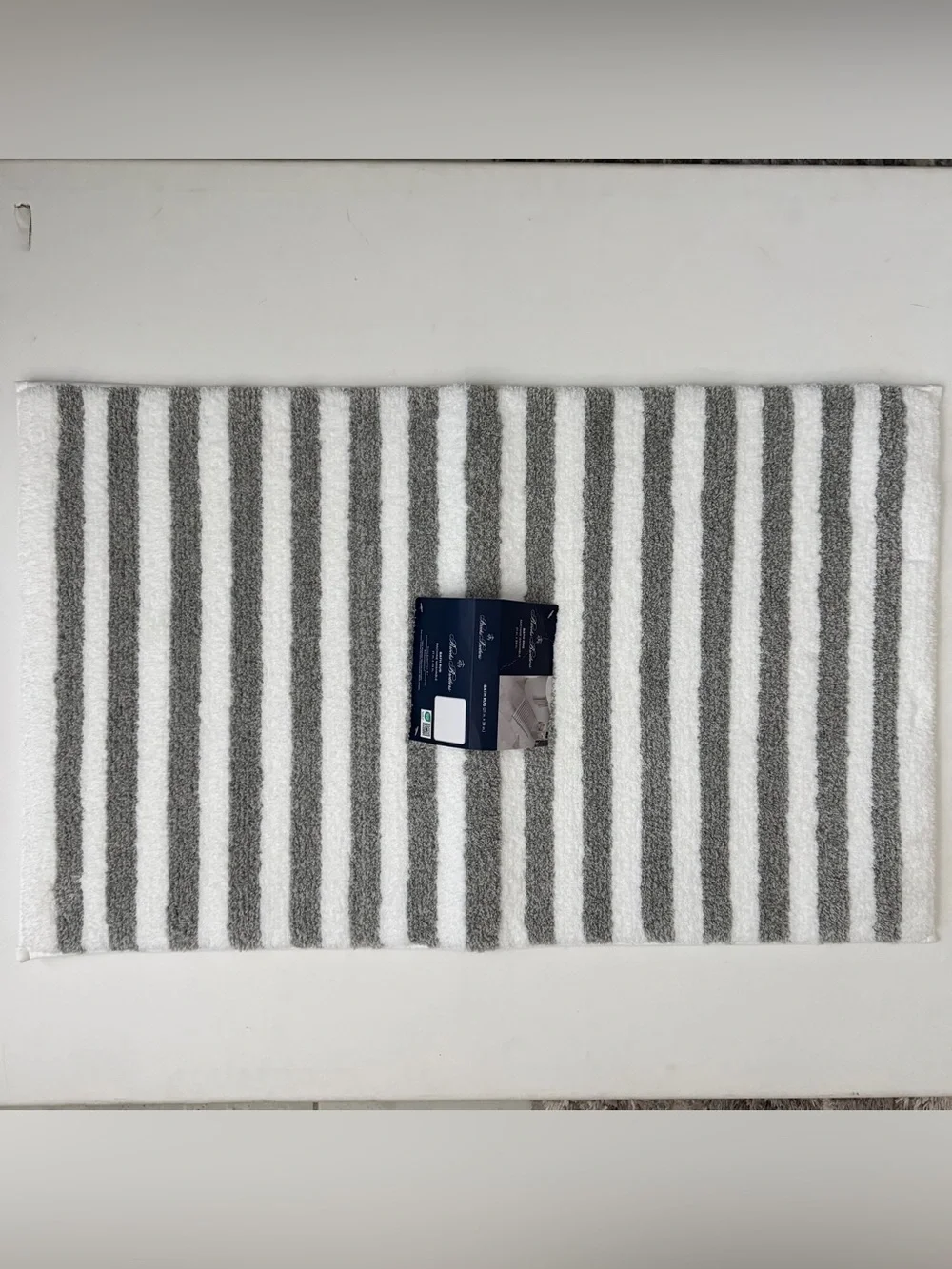 Brooks Brothers Gray and White Striped Bath Mat